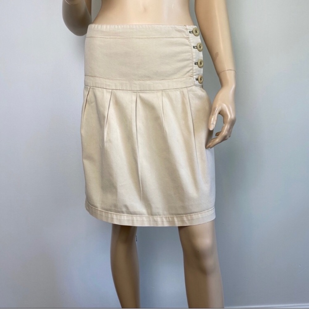 Anthro Hei Hei Beige Side Button Skirt 0 - Picture 1 of 8